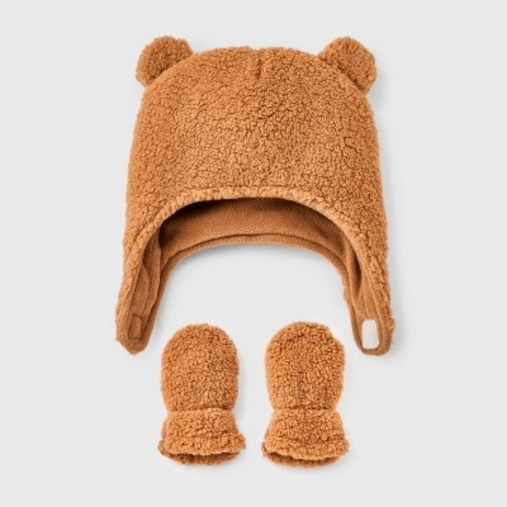 Cat & Jack Baby Bear Hat and Mittens Set Size 6-12 Months